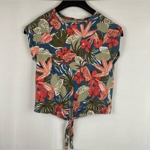 Womens Zara Floral Print Crop Knot Top Small